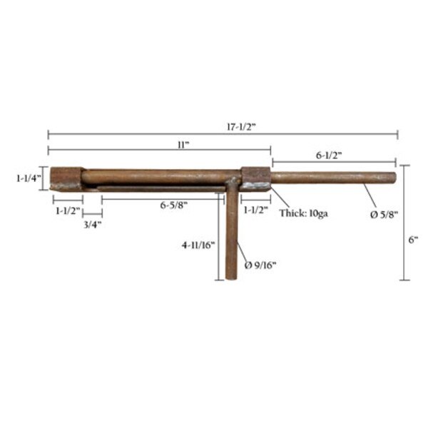 Bar Gate Latch Left/Right 17"X6" Spring Creek Products